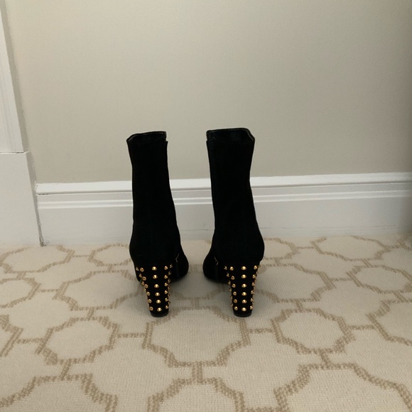 GUCCI - Suade Black Studded Booties - Picture 4 of 5